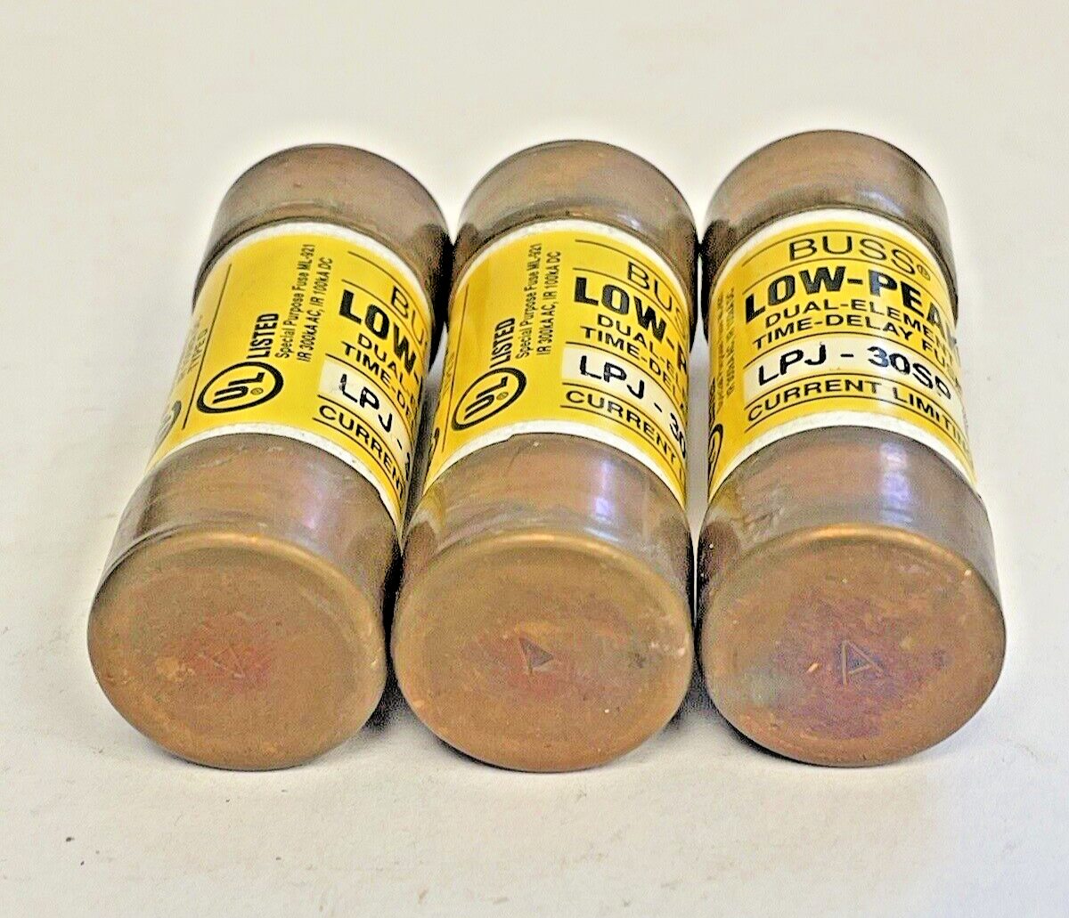 BUSS *LOT OF 3* - LPJ-30SP LOW-PEAK DUALELEMENT TIME-DELAY FUSE 30A 600VAC