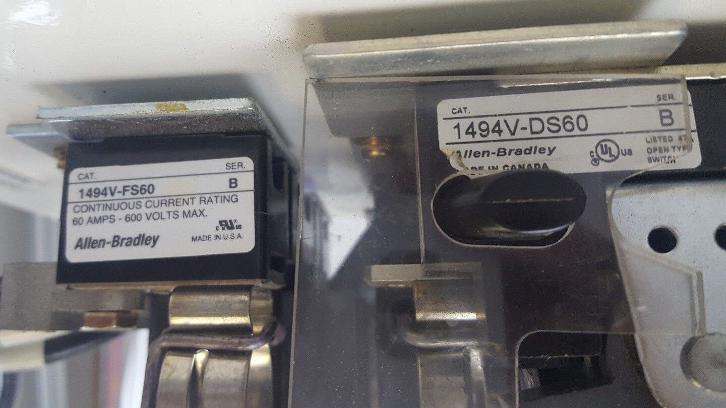 ALLEN BRADLEY FUSABLE DISCONNECT SWITCH  1494V-DS60 1494V-F560 1495-N56