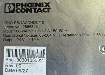 PHOENIX CONTACT 2866323 / TRIO-PS/1AC/24DC/10 - POWER SUPPLY 24VDC 10A