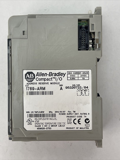 ALLEN BRADLEY COMPACT I/O 1769-ARM SER A F/W REV 3.1 ADDRESS RESERVE MODULE