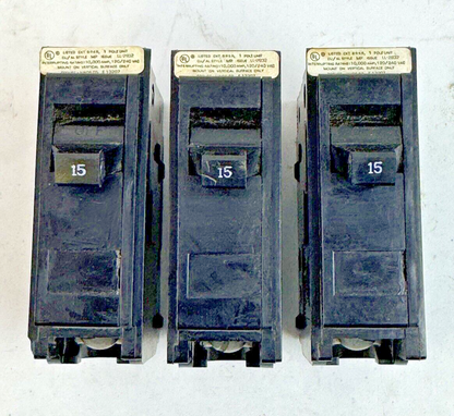 CROUSE-HINDS *LOT OF 3*- MP115, 1 POLE, 15 A, 240 VAC CIRCUIT BREAKER - MURRAY