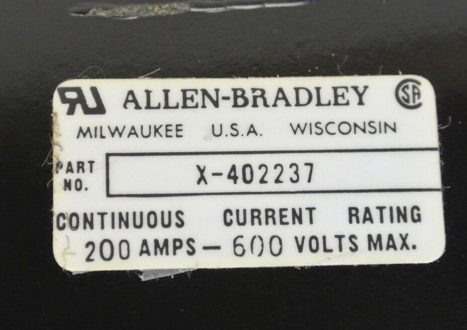 ALLEN-BRADLEY 1494F-C622 FUSE BLOCK ADAPTER PLATE KIT / 600V, 200A / NEW SURPLUS