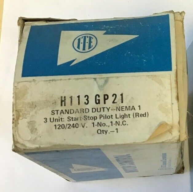 ITE H113GP21 CONTROL STATION STANDARD DUTY START/STOP/PILOT LIGHT 120/240V