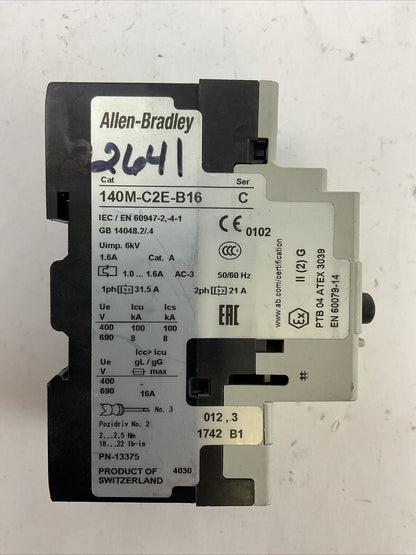ALLEN BRADLEY 140M-C2E-B16 MOTOR PROTECTOR SER C 1.0-1.6A 600VAC 3PH 1HP