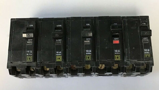 SQUARE D QO215 CIRCUIT BREAKER 15A 120/240VAC 2POLE***LOTOF5***