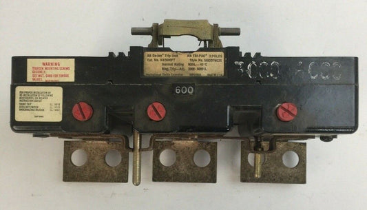 WESTINGHOUSE NB3600PT AB DE-ION TRIP UNIT NB TRI-PAC 3POLE 600AMP