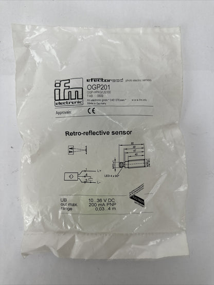 IFM ELETRONICS OGP201 RETRO-REFLECTIVE SENSOR EFECTOR 200 OGP-HPKG/US100