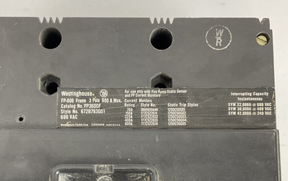 WESTINGHOUSE FP3600F CIRCUIT BREAKER 600A 600V 3POLE
