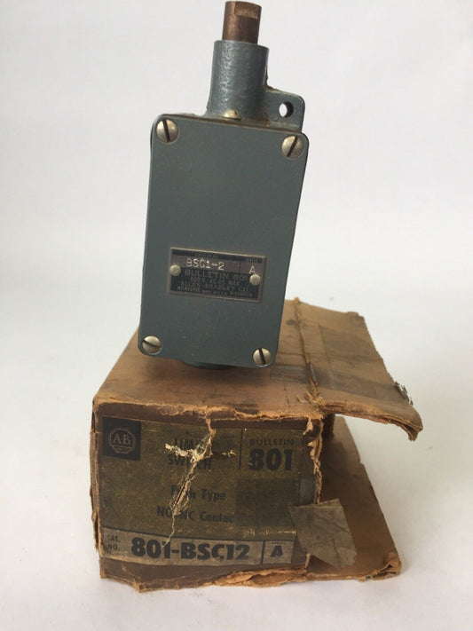 ALLEN BRADLEY 801-ASC12 LIMIT SWITCH PUSH TYPE 600V AC/DC NO-NC CONTACT
