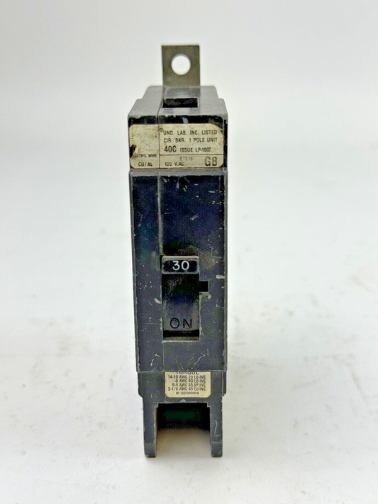 WESTINGHOUSE / CUTLER-HAMMER GB1030 - CIRCUIT BREAKER - 1 POLE/120VAC/30A