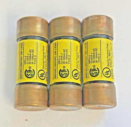 BUSS *LOT OF 3* - LPJ-12SP - LOW-PEAK DUAL-ELEMENT, TIME-DELAY FUSE- 12A, 600VAC