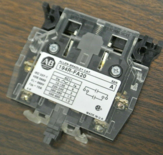 ALLEN-BRADLEY 194R-FA20, Ser. A / AUXILIARY CONTACT / 2 N.C. / NEW SURPLUS