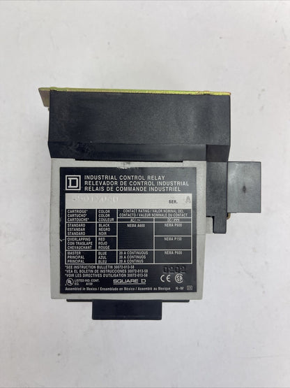 SQUARE D 8501X040 INDUSTRIAL CONTROL RELAY SER A COIL 120V 60HZ