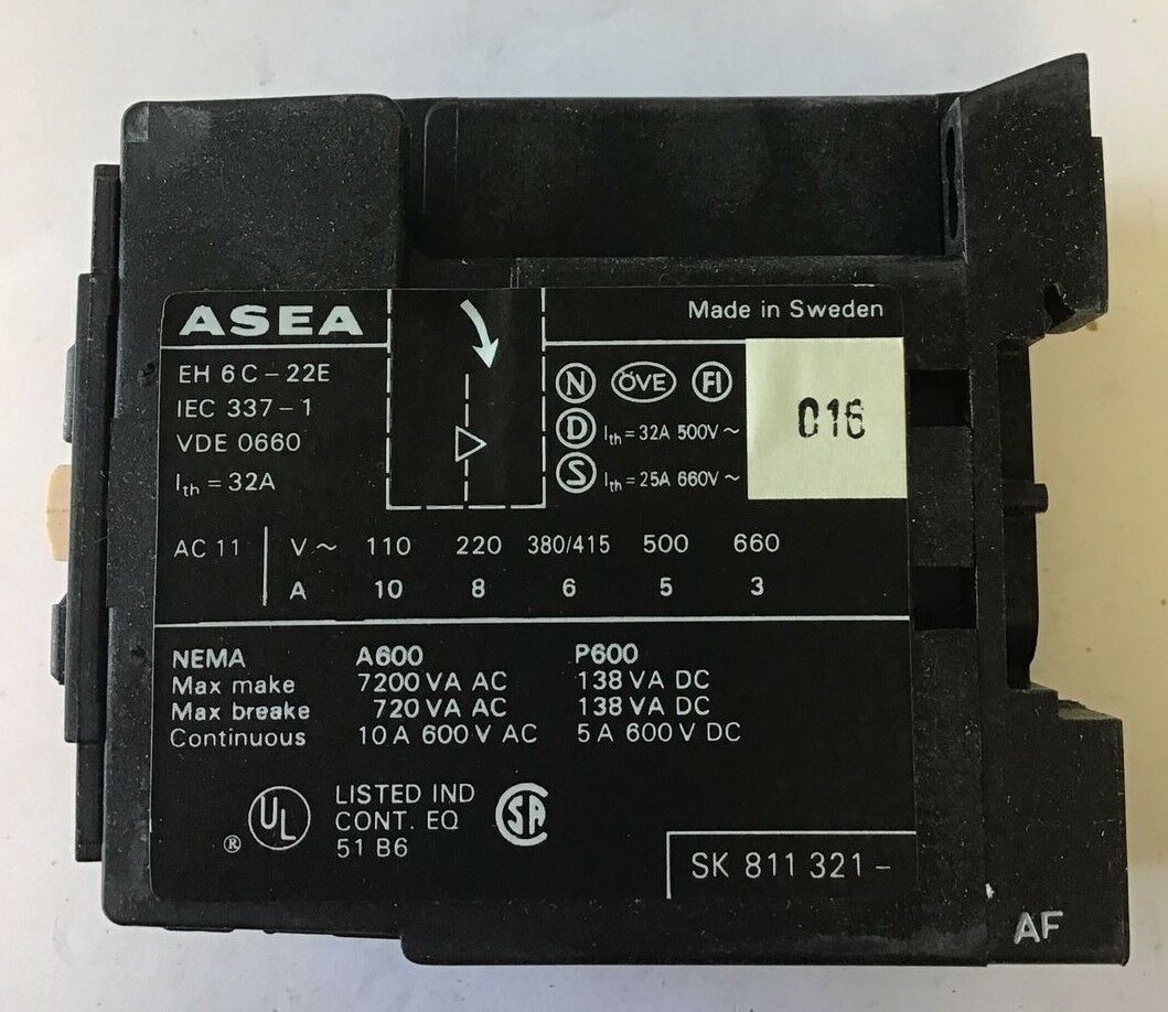 ABB ECR22-1 CONTROL RELAY 2NO/2NC EH6C-22E 600VAC 10A