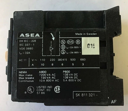 ABB ECR22-1 CONTROL RELAY 2NO/2NC EH6C-22E 600VAC 10A