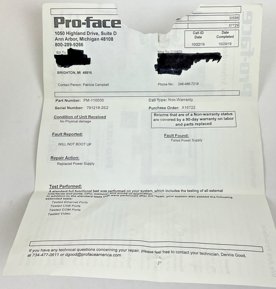 PROFACE 358302-01 INDUSTRIAL PROCESSOR UNIT / INDUSTRIAL PC APL3000-BA-CD2G-4P