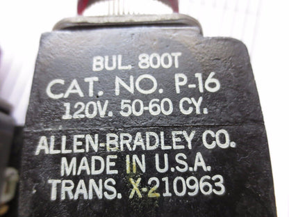 ALLEN-BRADLEY 800T P-16 - PILOT LIGHT - RED LENS - OLD STYLE - LOT of 2