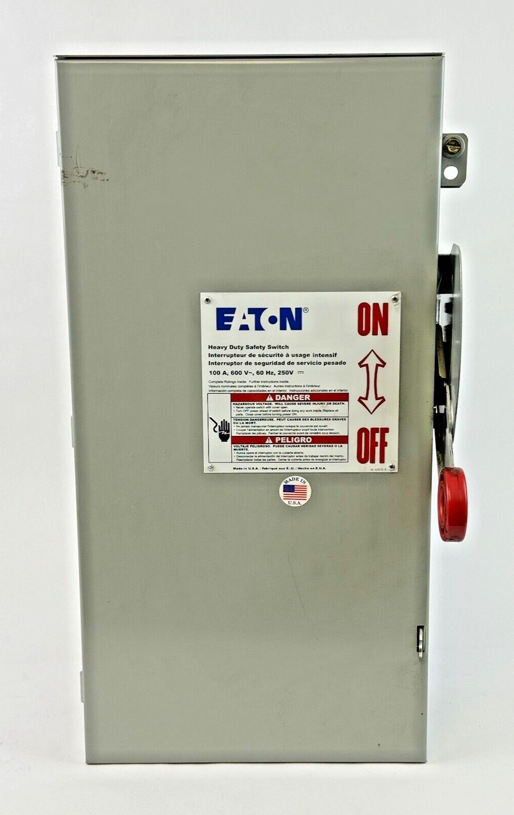 EATON - DH363NRK -  RAINPROOF FUSIBLE SAFETY SWITCH - 100A/600VAC/3 POLE/TYPE 3R