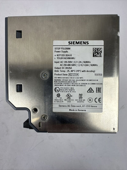 SIEMENS 1P 6EP1333-3BA10 SITOP PSU200M POWER SUPPLY OUTPUT 24VDC 5A