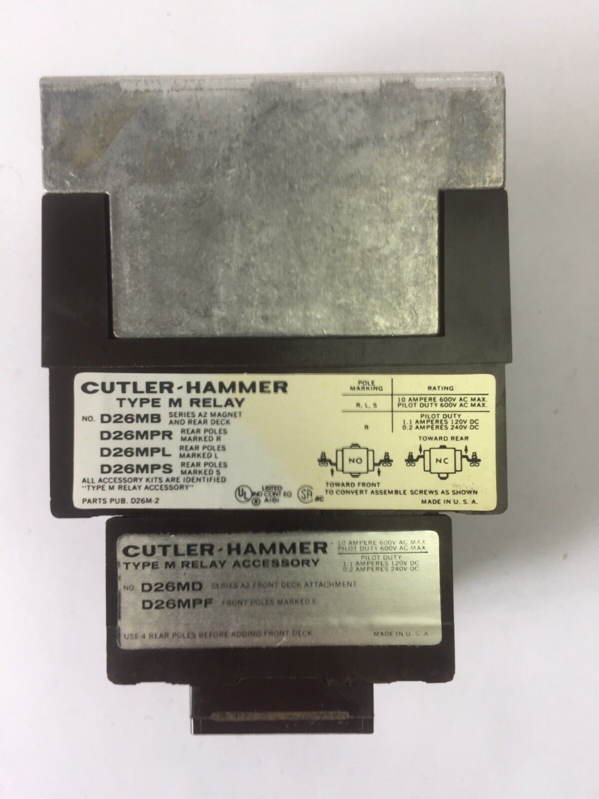 CUTLER HAMMER D26MR62A TYPE M RELAY 600V COIL 120V 60HZ 6NO 2NC