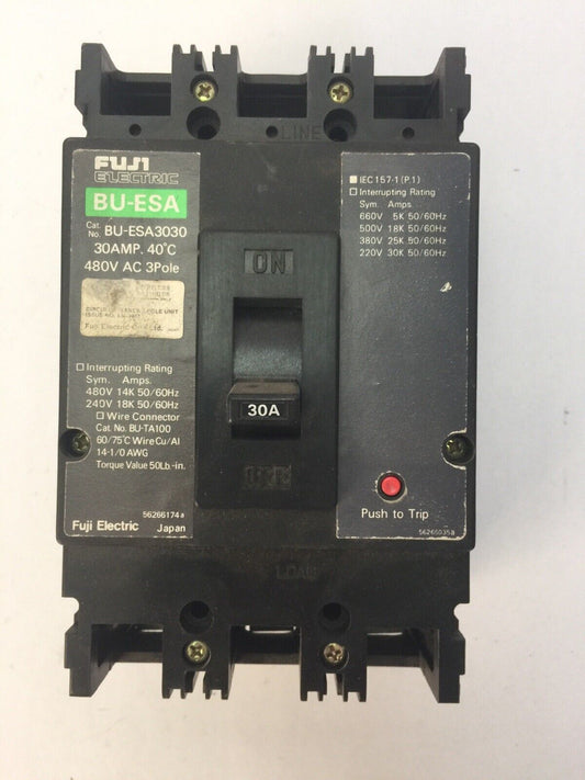 FUJI BU-ESA3030 CIRCUIT BREAKER 30AMP 480VAC 3 POLE BU-ESA