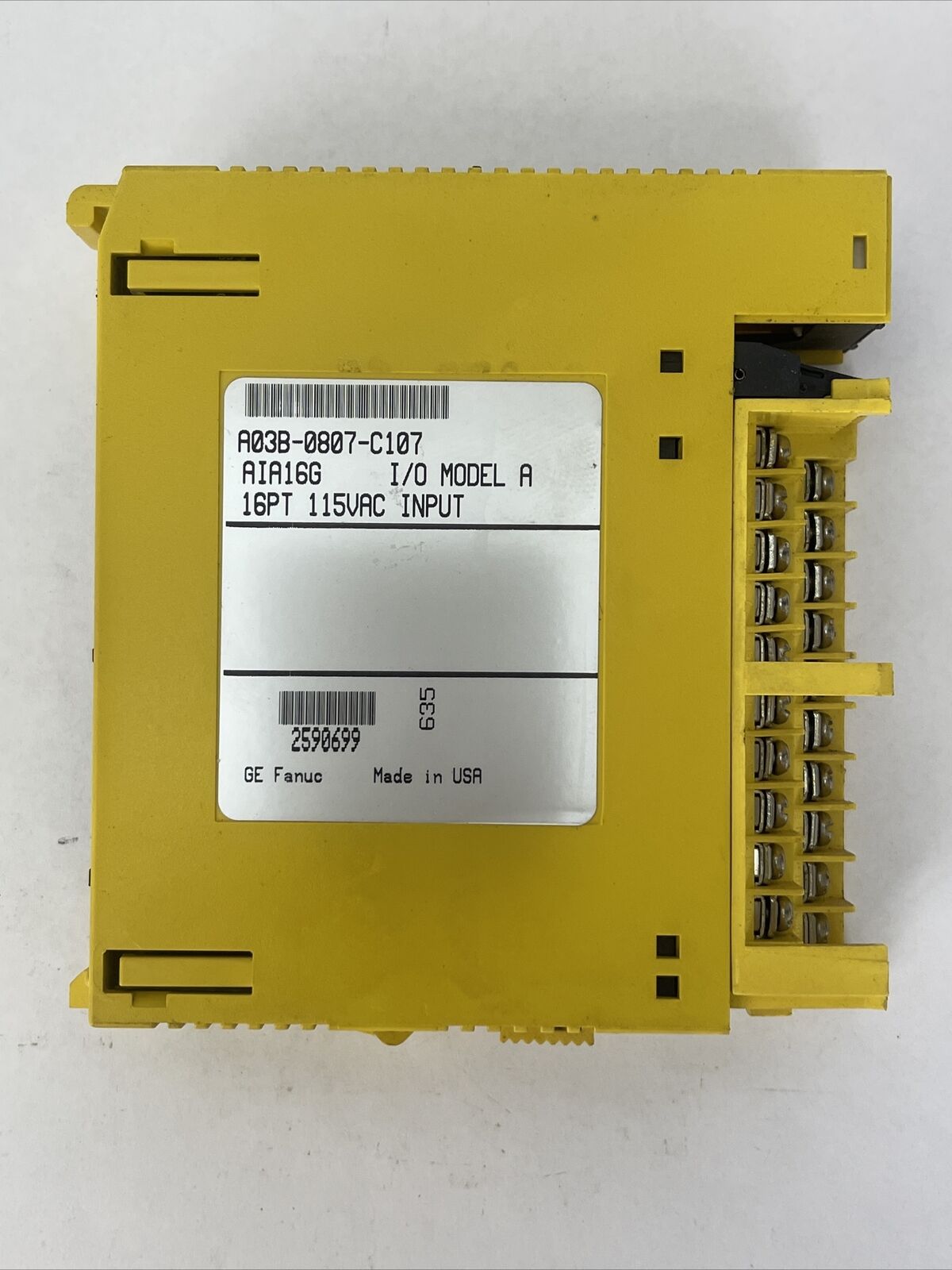 FANUC AIA16G A03B-0807-C107 16PT 115VAC INPUT MODULE I/O MODEL A