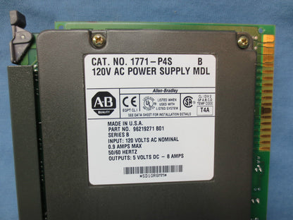 ALLEN-BRADLEY 120V AC POWER SUPPLY MODULE 1771-P4S, Ser. B