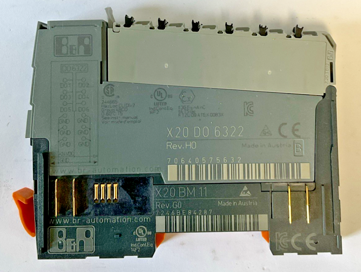 B&R X20 D0 6322 DIGITAL OUTPUT PLC REV.H0 / X20 BM 11 REV. G0 BASE