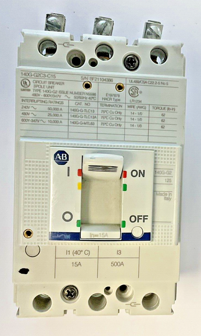ALLEN-BRADLEY 140G-G2C3-C15 CIRCUIT BREAKER 15A