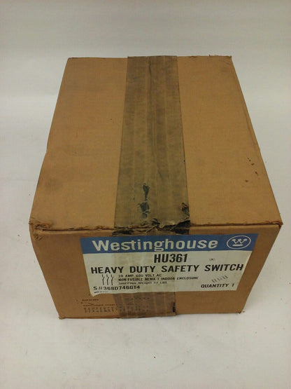 WESTINGHOUSE HU361, H.D. SAFETY SWITCH, 30A, 600V, NON FUSIBLE, INDOOR, NIB, NEW