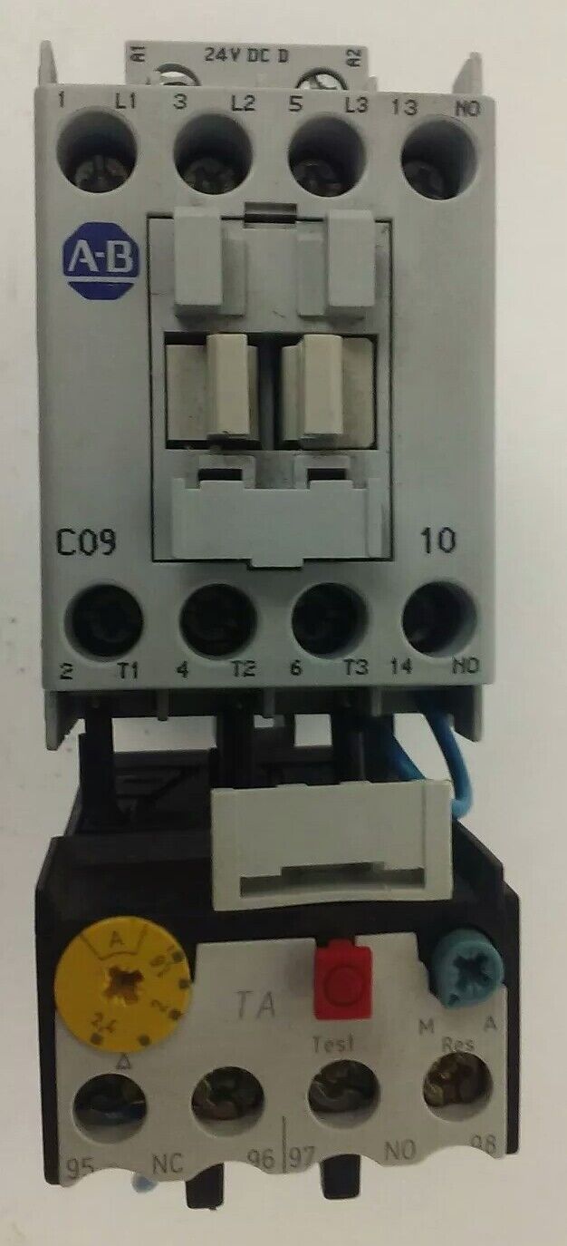ALLEN BRADLEY 100-C09D*10 SER. A,CONTACTOR,3PH,600V,25A,24VDC COIL ,W/ 193-TAB24