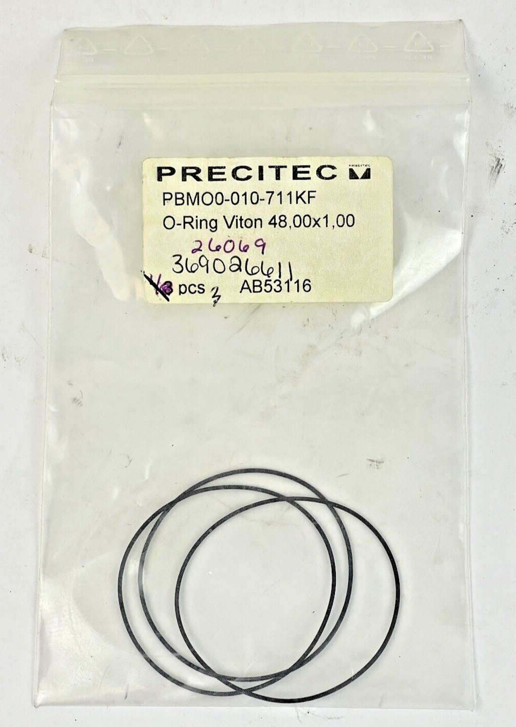 PRECITEC *LOT OF 3* - PBMO0-010-711KF - O-RING REPLACEMENT, O-RING VITON-AB53116