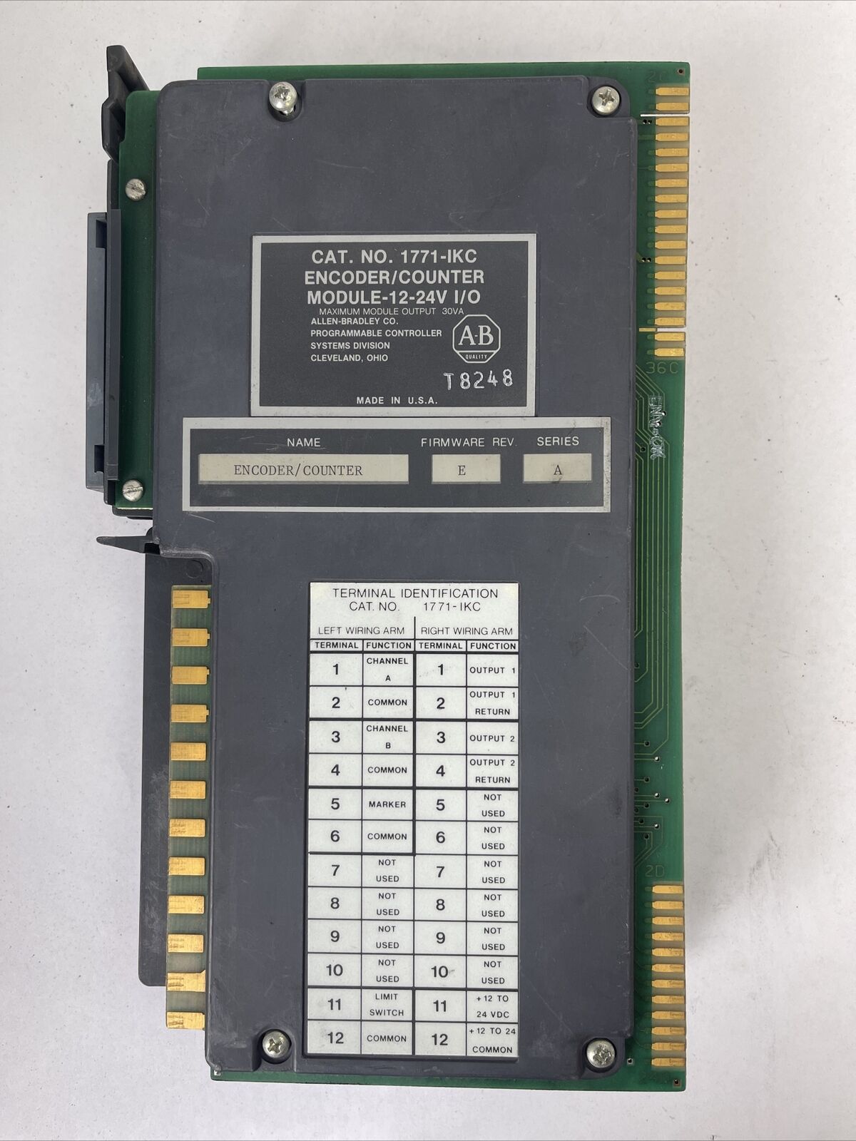 ALLEN BRADLEY 1771-IKC ENCODER/COUNTER MODULE 12-24V I/O SERIES A FIRMWARE REV E