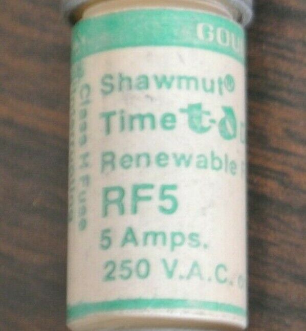 LOT of 6 / GOULD-SHAWMUT RF5 RENEWABLE FUSE 5A / 250V / NEW SURPLUS