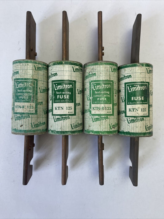 BUSSMANN KTN-R125 LIMITRON FAST-ACTING FUSE 125AMP 250VAC (LOT OF 4)