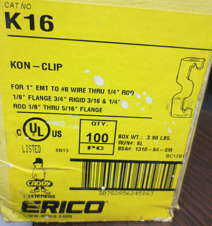 ERICO CADDY K16 KON-CLIP - LOT of approx. 85 - NEW SURPLUS - for 1" EMT