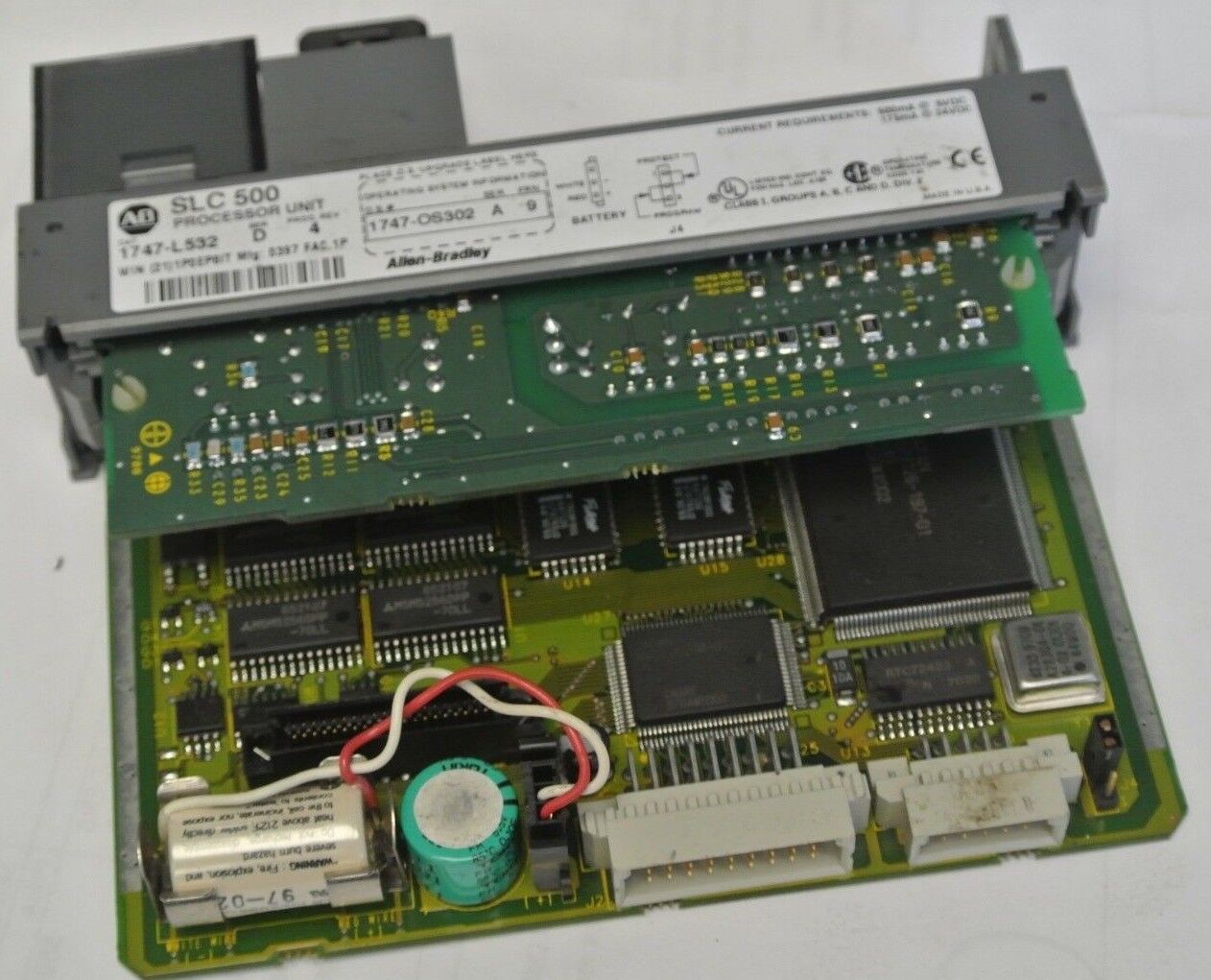 ALLEN-BRADLEY 1747-L532 SLC500 PROCESSOR UNIT - Ser. D, Proc. Rev. 4 - w/ KEY