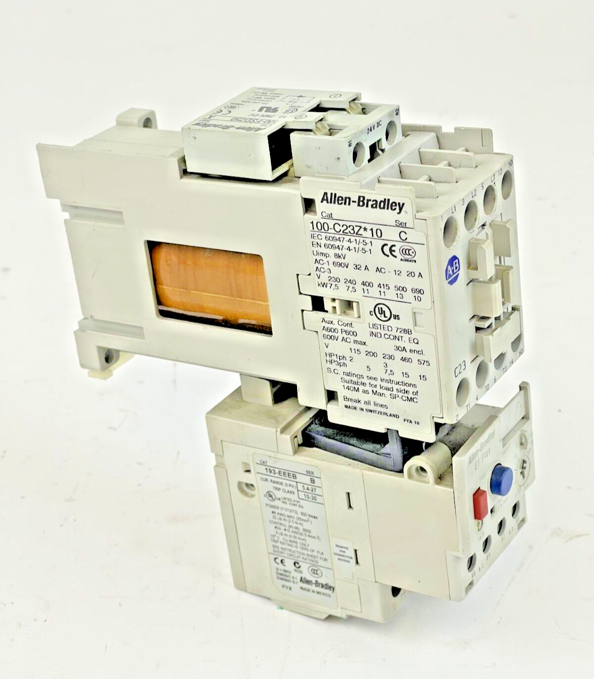 ALLEN BRADLEY -193-EEEB SER. B - 100-C23A*10 SER. C 25VDC - 100-FSD250 A COMBO