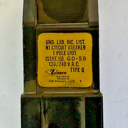 ZINSCO Q130 CIRCUIT BREAKER 30A 1POLE 120-240VAC TYPE Q