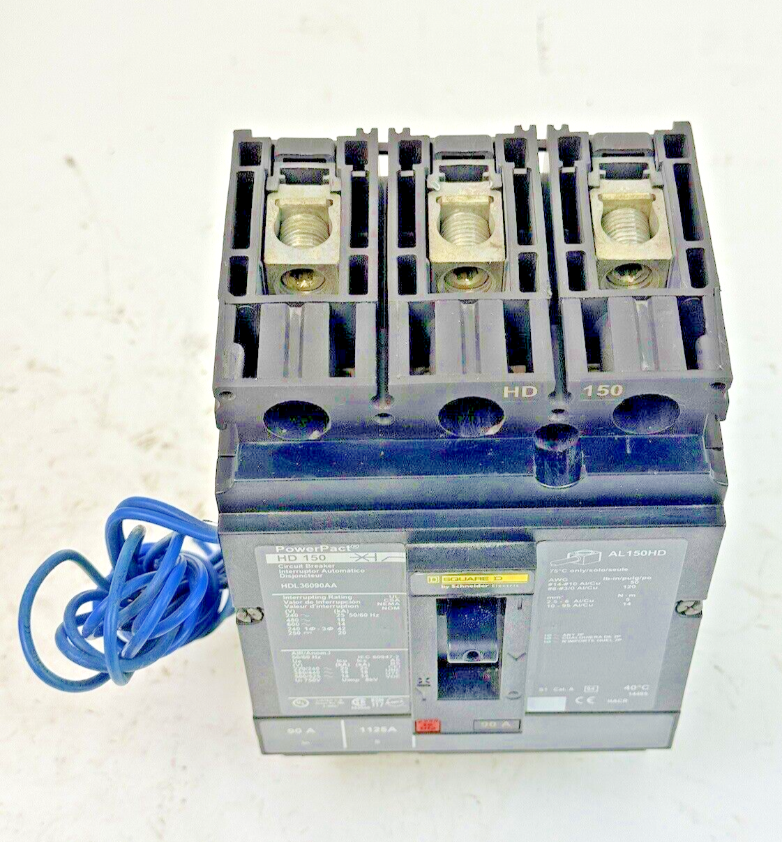 SQUARE D - HDL36090AA - POWERPACT CIRCUIT BREAKER W/ AUX - 90A/3 POLE/600VAC