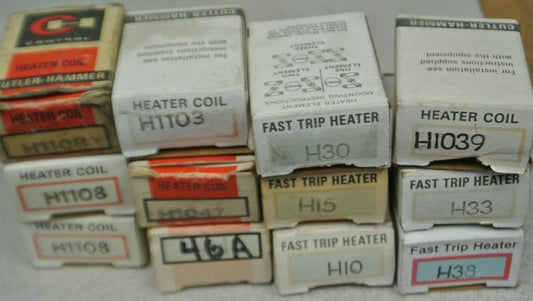 MIXED LOT of 12 CUTLER-HAMMER HEATER ELEMENTS / SEE LIST BELOW