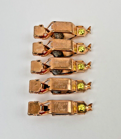 5 pcs - MUELLER ELECTRIC - BU-25C - 75 A - TEST CLIP - SOLID COPPER