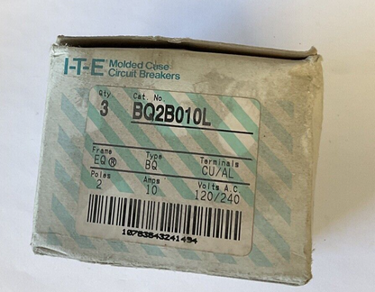 ITE BQ2B010L CIRCUIT BREAKER 10AMP 2POLE 120/240VAC TYPE BQ***LOTOF3***