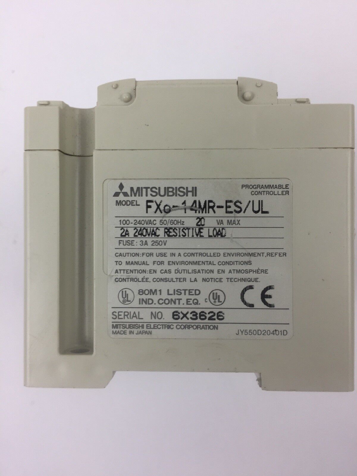 MITSUBISHI FXO-14MR-ES/UL PROGRAMMABLE CONTROLLER 2A 240VAC RESISTIVE LOAD