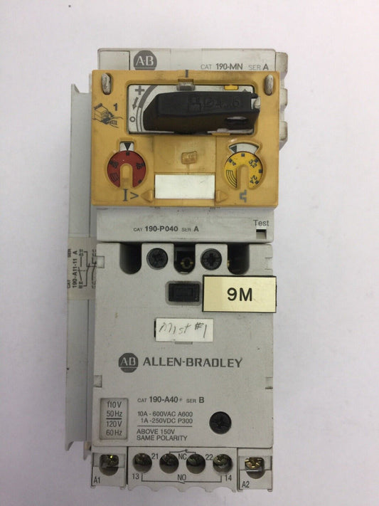 ALLEN BRADLEY MOTOR STARTER 190-P040 SER A 190-MN SER A 190-A40 SER B COIL 120V