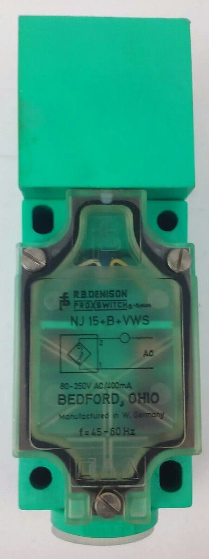 R.B.DENISON NJ15+B+VWS PROXIMITY LIMIT SWITCH, 80-250VAC/400mA, F=45-60HZ, NJ15B