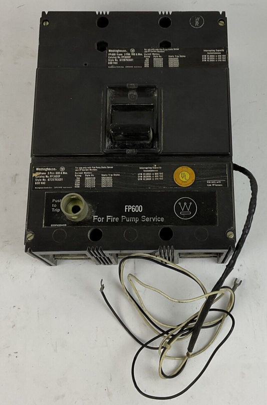 WESTINGHOUSE FP3600F CIRCUIT BREAKER 600A 600V 3POLE