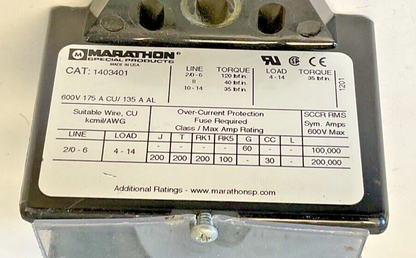 MARATHON 1403401 TERMINAL BLOCK 600V 175A