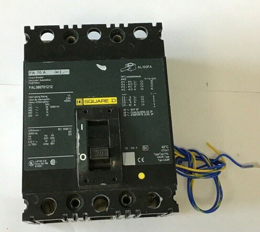 SQUARE D FAL360701212 70A CIRCUIT BREAKER 600VAC 250VDC