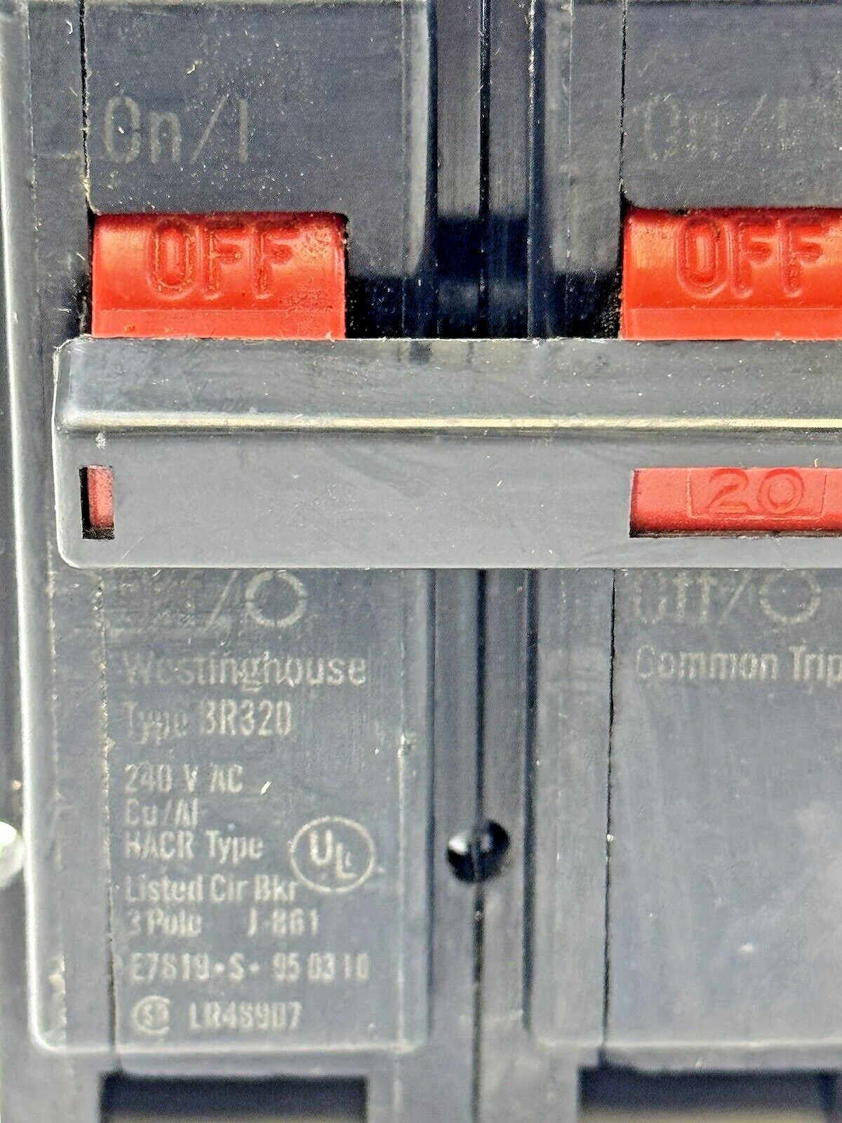 WESTINGHOUSE - BR320 - SNAP-IN CIRCUIT BREAKER - 3 POLE/20A/240 VAC